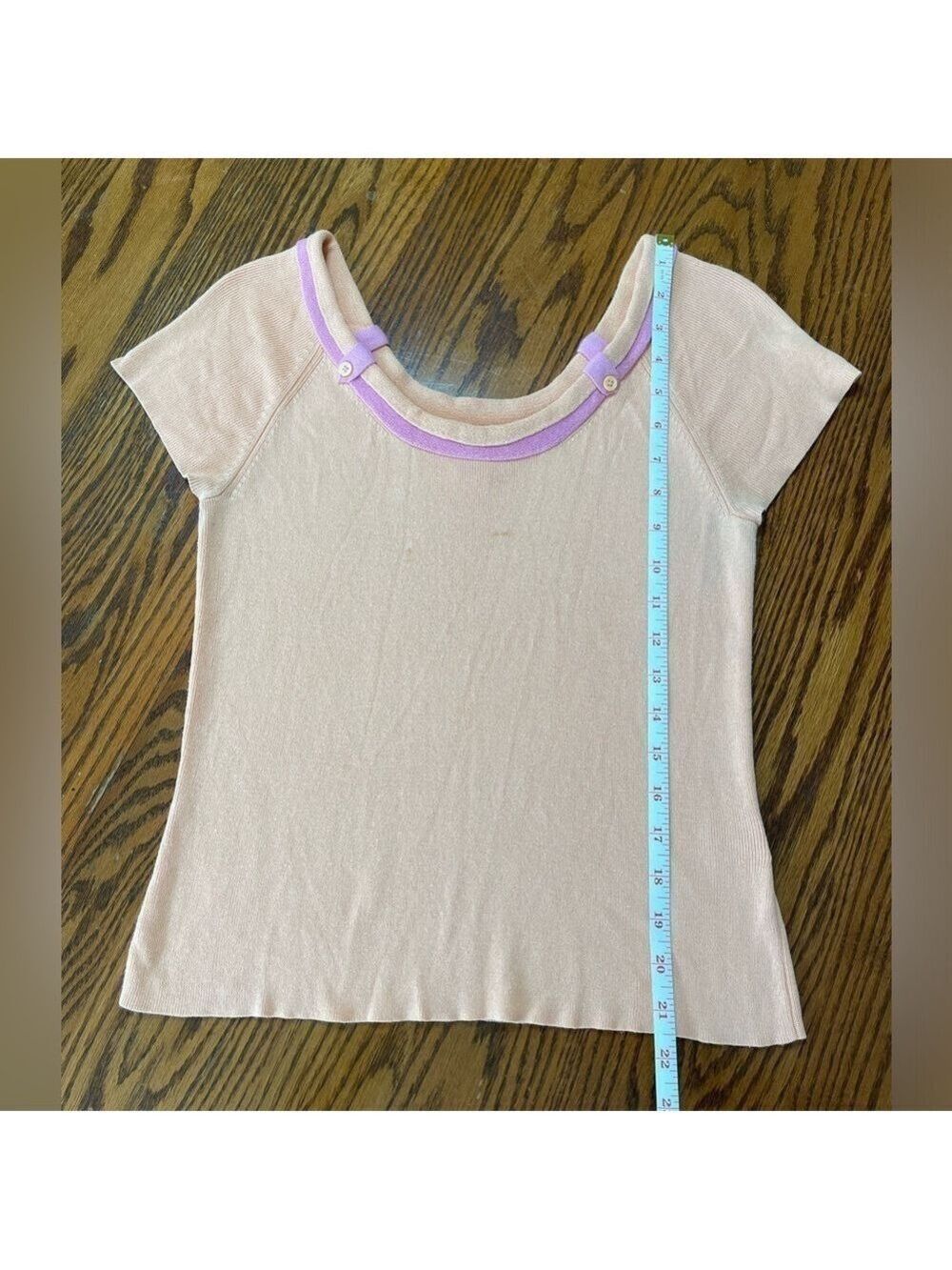 Sigrid Olsen Short Sleeve Top Peach & Pink Size SP Vintage Y2K - Picture 11 of 12